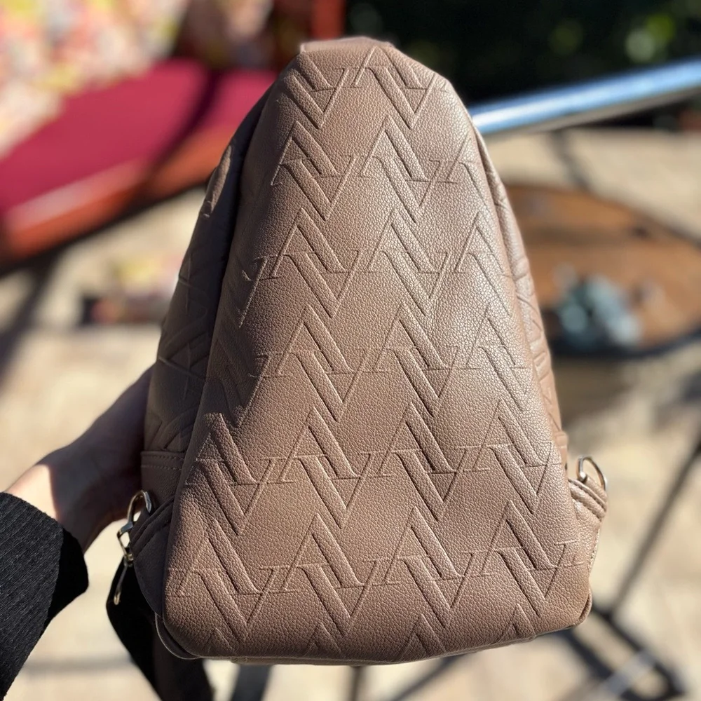 Adrienne Vittadini Brown Quilted Sling Crossbody Bag | Like New Condition